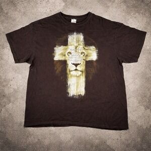 Kerusso Jesus The Lion of Judah T-Shirt 2XL Brown (XXL)